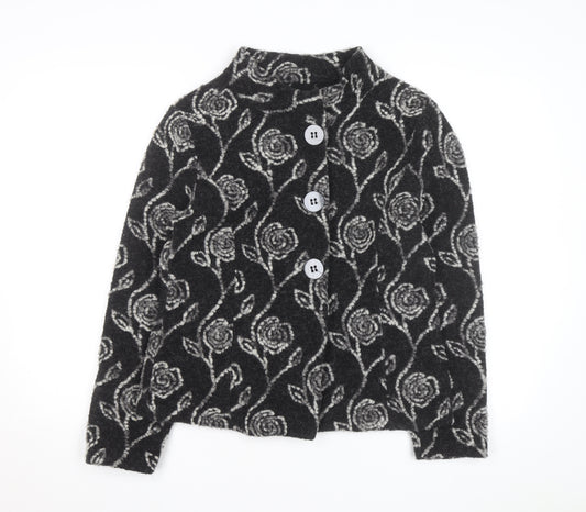 Kaliko Women’s Black Floral Wool Blend Cardigan Size 12
