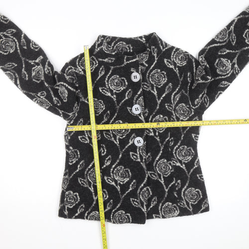 Kaliko Women’s Black Floral Wool Blend Cardigan Size 12