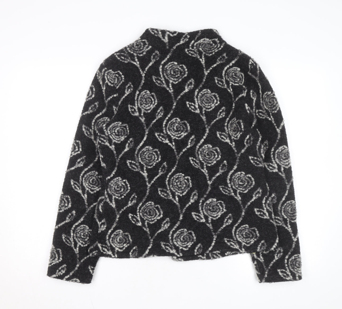 Kaliko Women’s Black Floral Wool Blend Cardigan Size 12