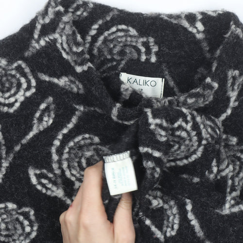 Kaliko Women’s Black Floral Wool Blend Cardigan Size 12