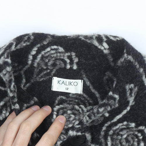 Kaliko Women’s Black Floral Wool Blend Cardigan Size 12