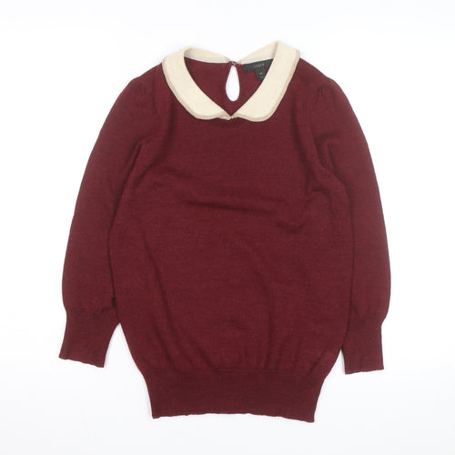 J.Crew Womens Red Collared Merino Wool Jumper XS
