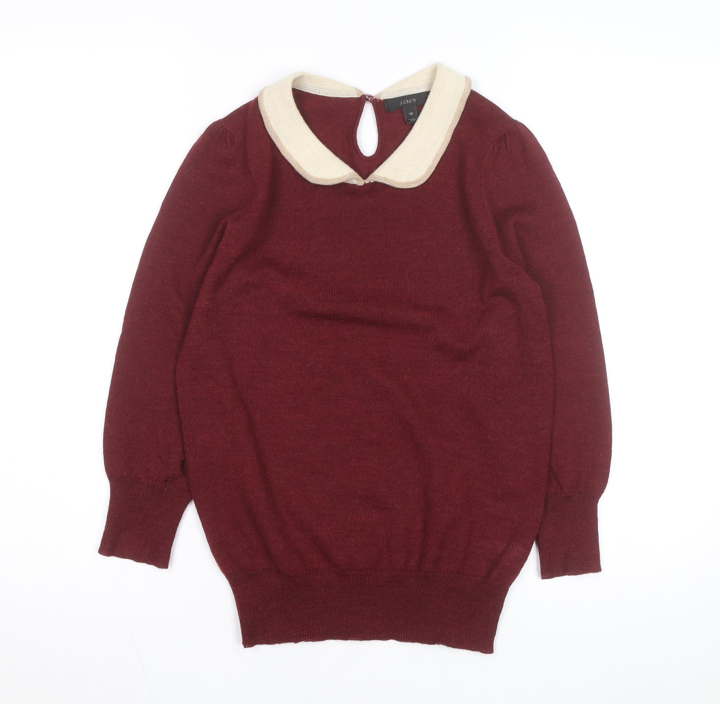 J.Crew Womens Red Collared Merino Wool Jumper XS