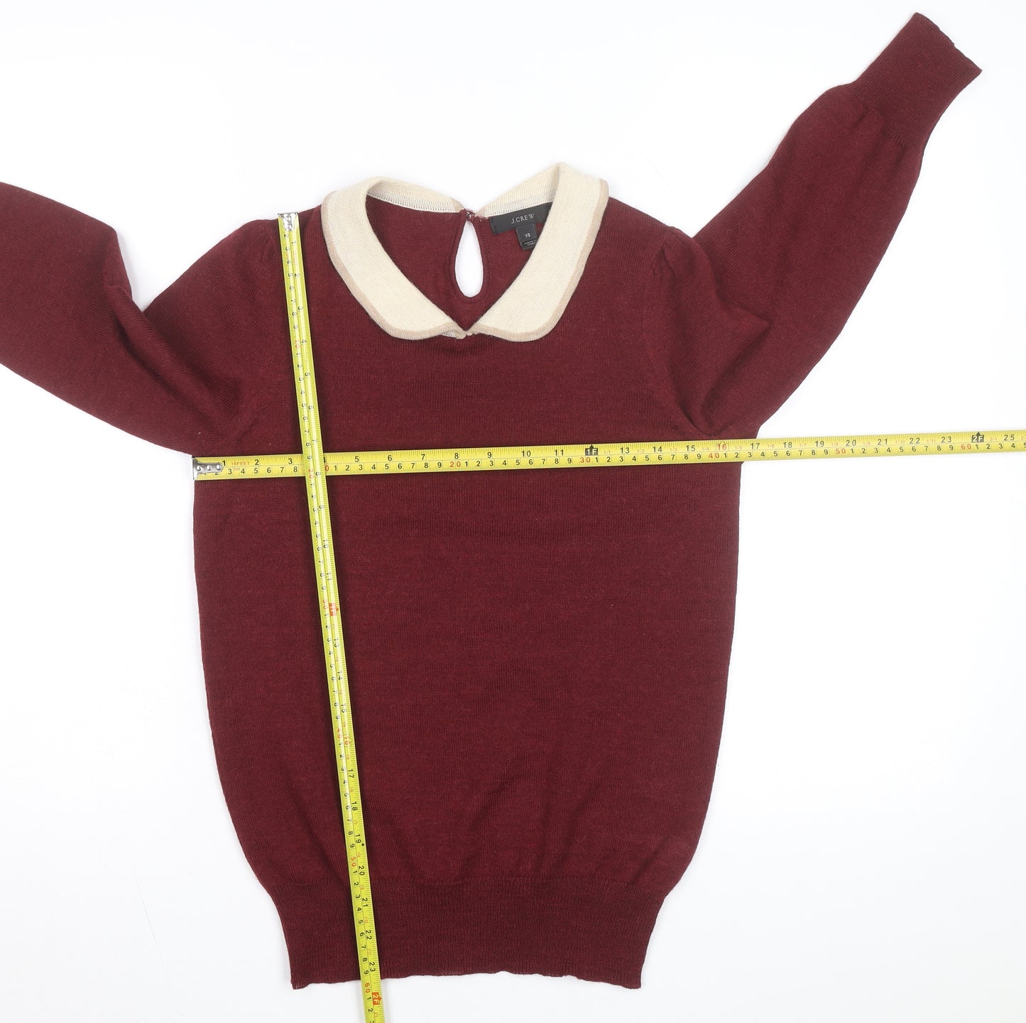 J.Crew Womens Red Collared Merino Wool Jumper XS