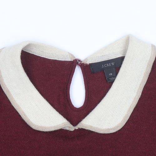 J.Crew Womens Red Collared Merino Wool Jumper XS