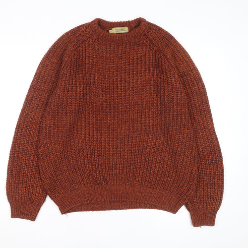 P.G. Field Men's Brown Chunky Knit Crew Neck Jumper Size M