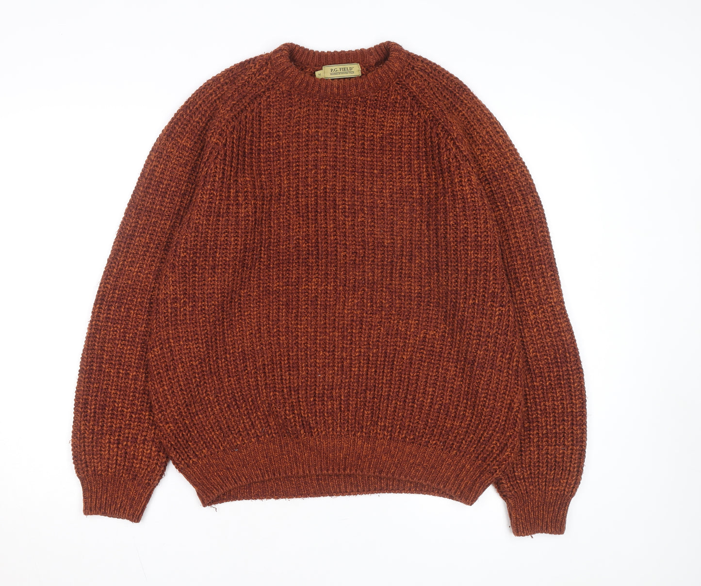 P.G. Field Men's Brown Chunky Knit Crew Neck Jumper Size M