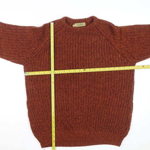 P.G. Field Men's Brown Chunky Knit Crew Neck Jumper Size M