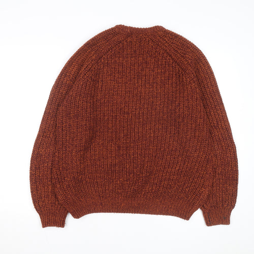 P.G. Field Men's Brown Chunky Knit Crew Neck Jumper Size M