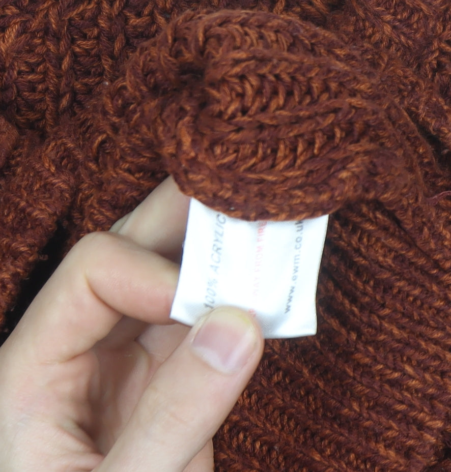 P.G. Field Men's Brown Chunky Knit Crew Neck Jumper Size M