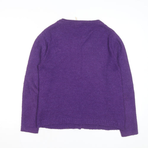 White Stuff Women's Purple Wool Blend Knit Cardigan Size 12
