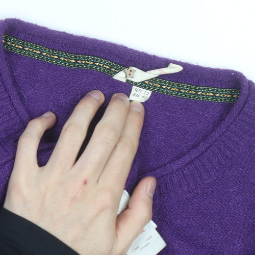 White Stuff Women's Purple Wool Blend Knit Cardigan Size 12