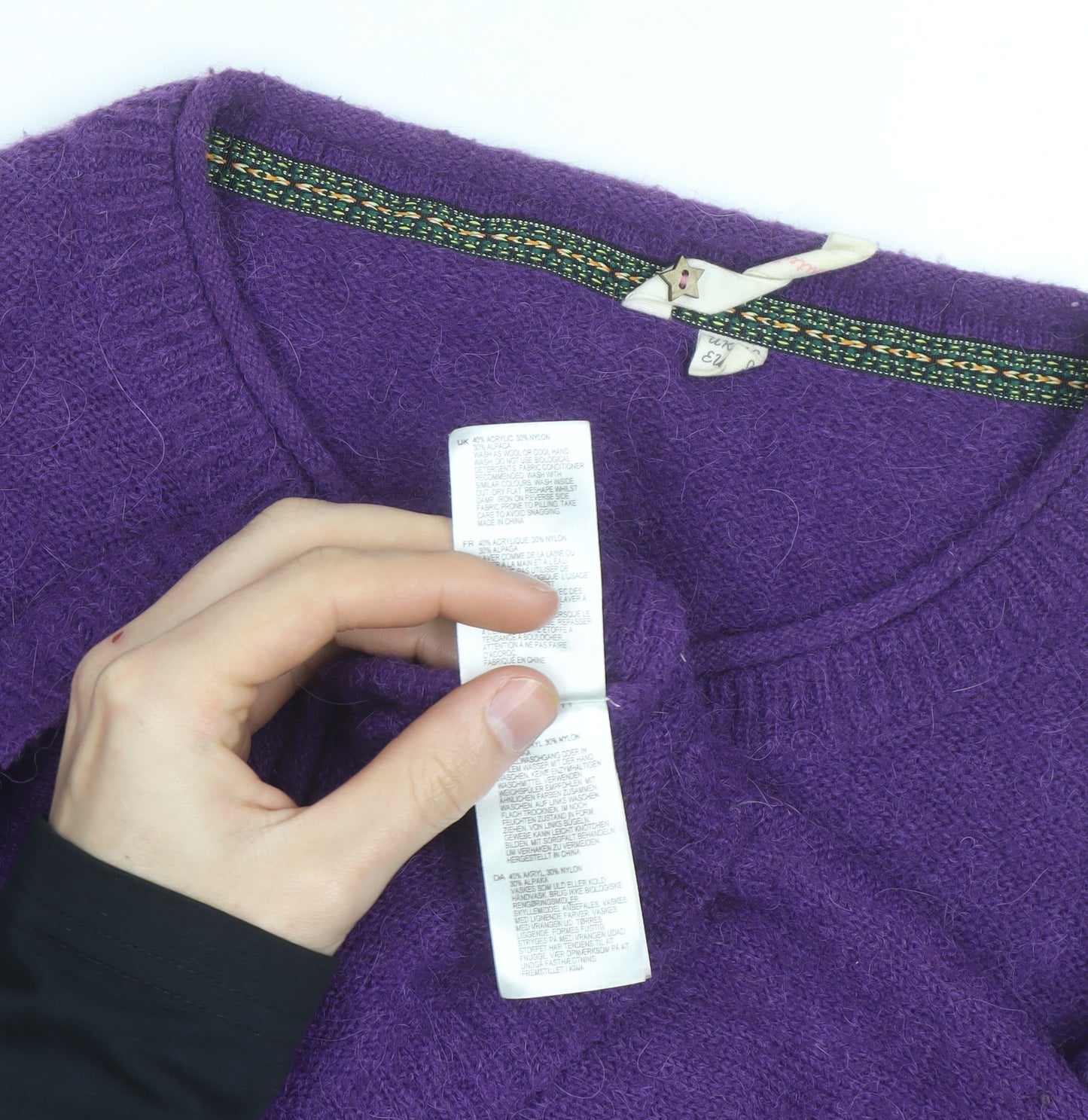 White Stuff Women's Purple Wool Blend Knit Cardigan Size 12