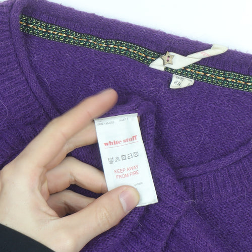White Stuff Women's Purple Wool Blend Knit Cardigan Size 12