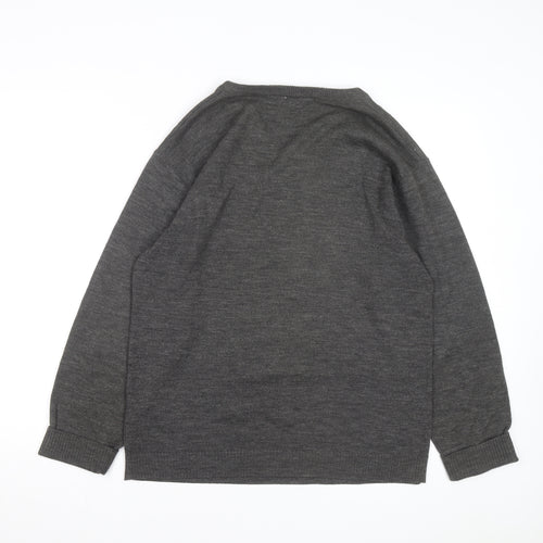 Premier Man Men's Grey Argyle V-Neck Wool Blend Jumper Size S