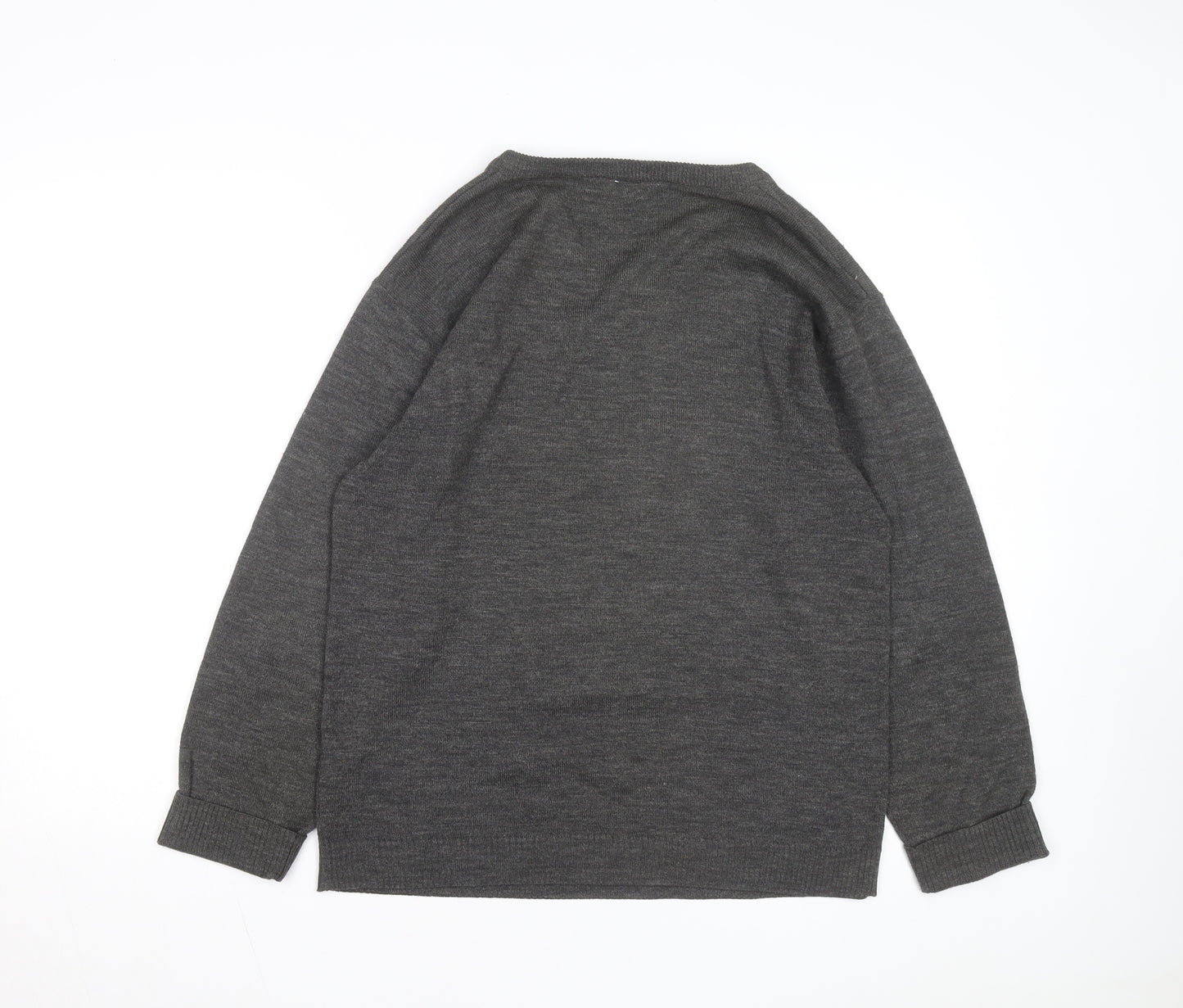 Premier Man Men's Grey Argyle V-Neck Wool Blend Jumper Size S