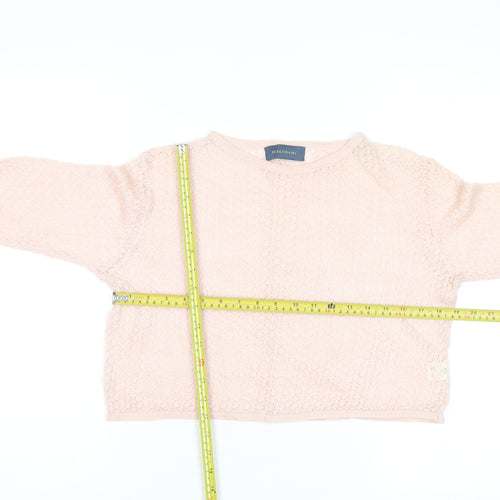 Debenhams Women Pink Linen Open-Knit Long Sleeve Jumper M
