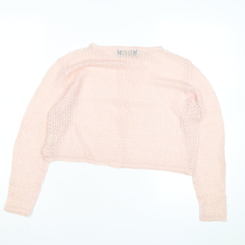 Debenhams Women Pink Linen Open-Knit Long Sleeve Jumper M