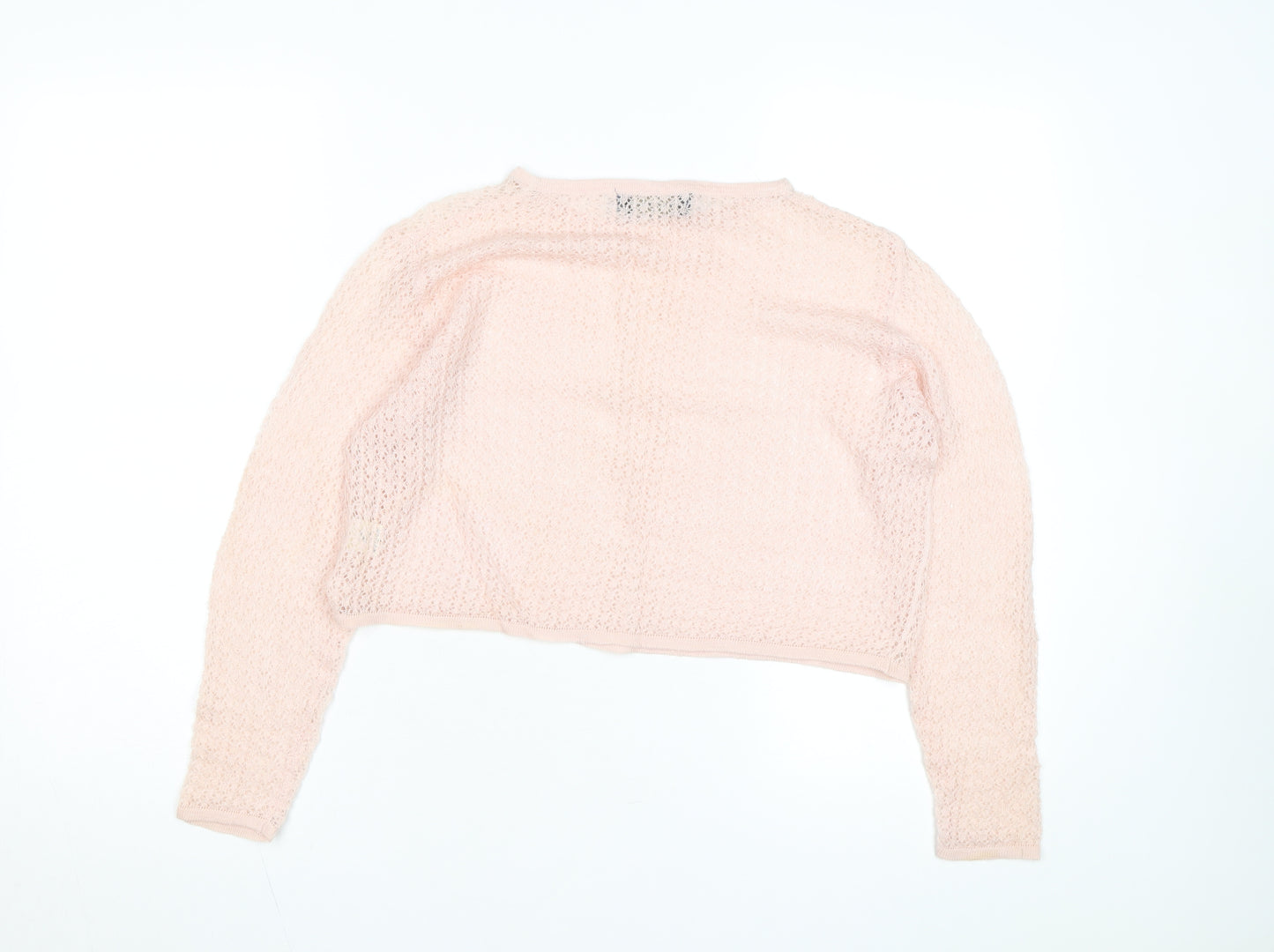 Debenhams Women Pink Linen Open-Knit Long Sleeve Jumper M