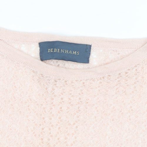 Debenhams Women Pink Linen Open-Knit Long Sleeve Jumper M
