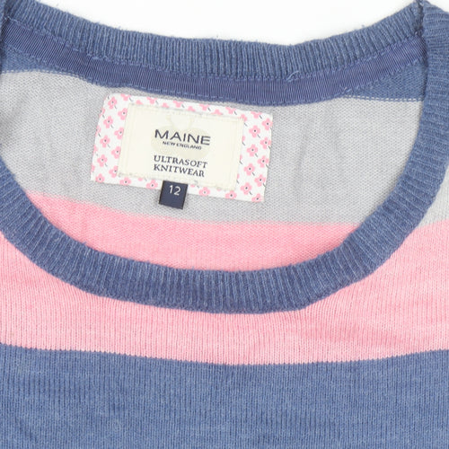 Maine New England Women's Multicoloured Striped Jumper Size 12