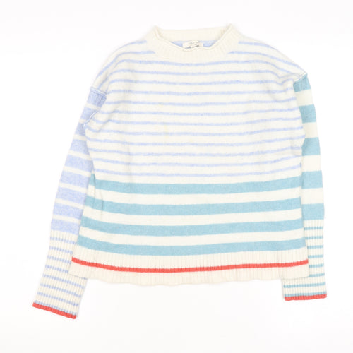 White Stuff Women’s Multicoloured Wool Blend Striped Pullover Jumper Size 10