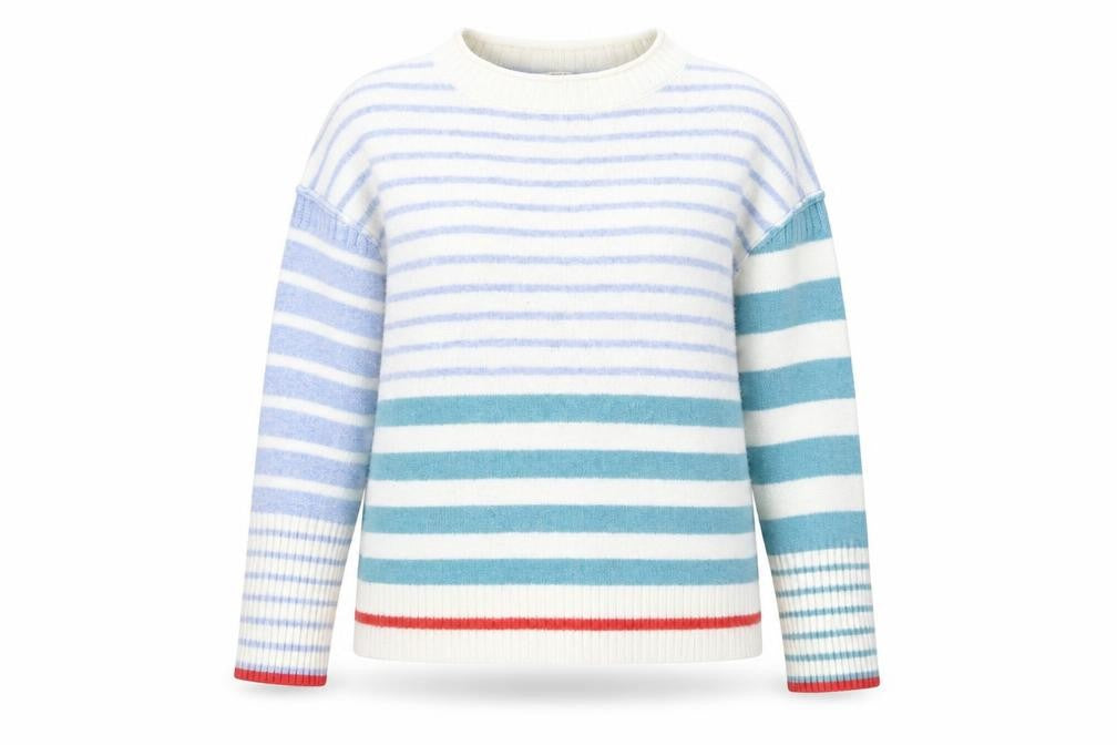 Front view of White Stuff Women’s Multicoloured Wool Blend Striped jumper, size UK 10