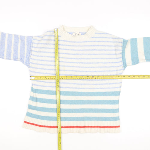 White Stuff Women’s Multicoloured Wool Blend Striped Pullover Jumper Size 10