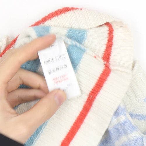 White Stuff Women’s Multicoloured Wool Blend Striped Pullover Jumper Size 10