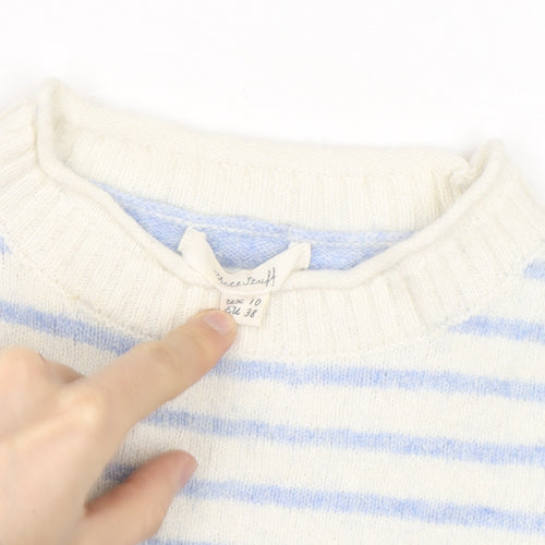 White Stuff Women’s Multicoloured Wool Blend Striped Pullover Jumper Size 10