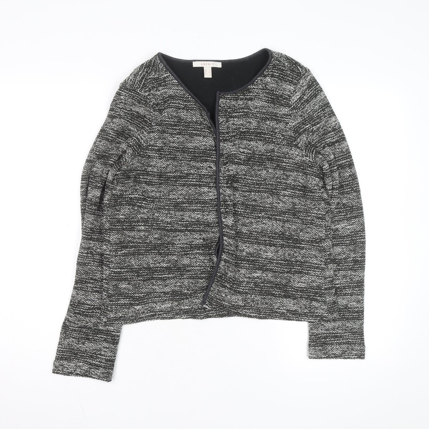 Esprit Womens Grey Knit Open Cardigan L Long Sleeve Casual