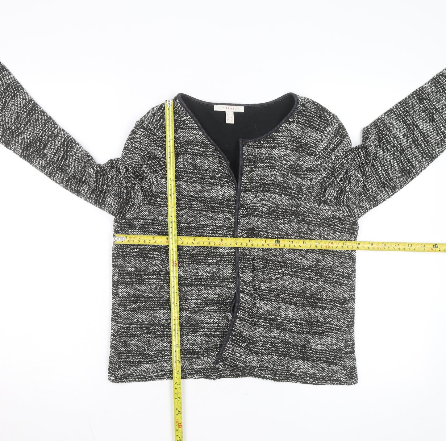 Esprit Womens Grey Knit Open Cardigan L Long Sleeve Casual