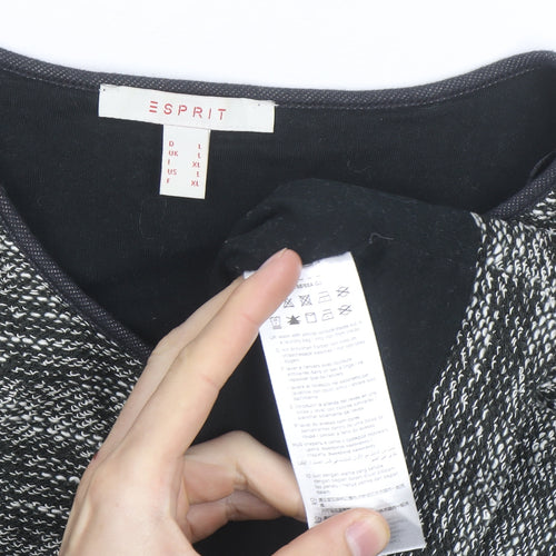 Esprit Womens Grey Knit Open Cardigan L Long Sleeve Casual