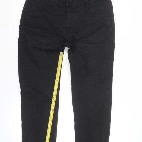 Zara Men Black Slim Fit Cotton Chino Trousers Size 32