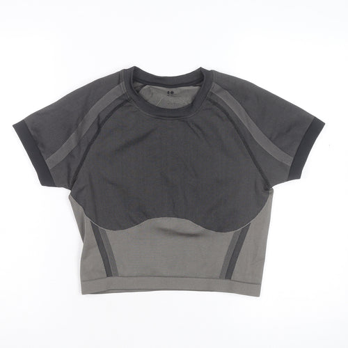 Sweaty Betty Women Grey Cropped Athletic Short Sleeve T-Shirt M