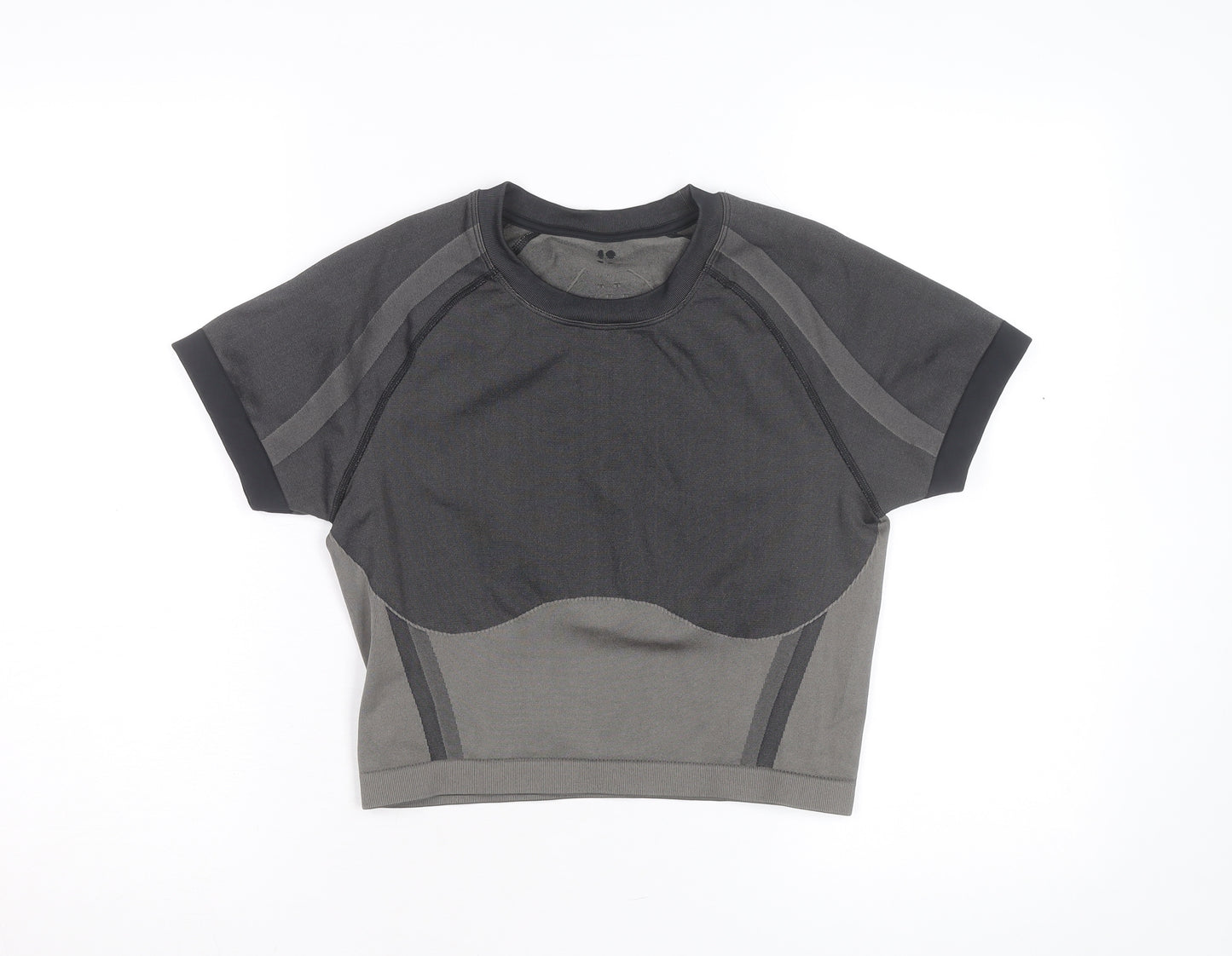 Sweaty Betty Women Grey Cropped Athletic Short Sleeve T-Shirt M