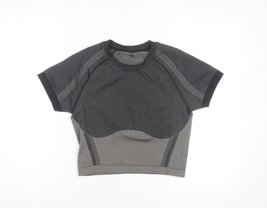 Sweaty Betty Women Grey Cropped Athletic Short Sleeve T-Shirt M