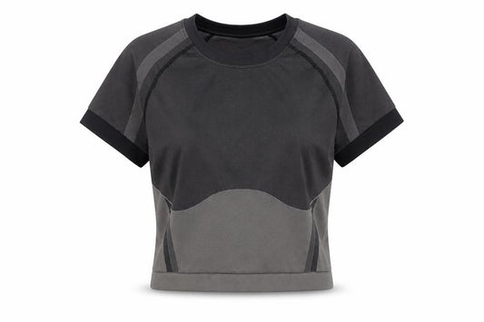 Sweaty Betty Women Grey Cropped Athletic Short Sleeve T-Shirt M