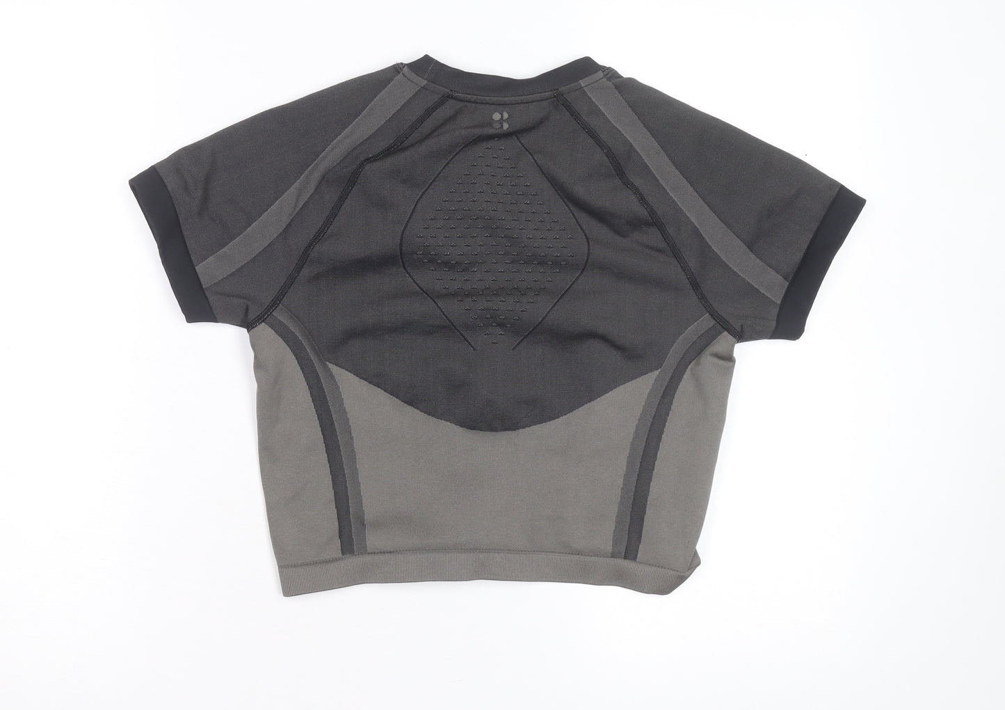 Sweaty Betty Women Grey Cropped Athletic Short Sleeve T-Shirt M