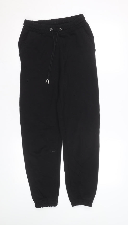 Stradivarius Women Black Jogger Trousers Size M Fleece Elastic Waist