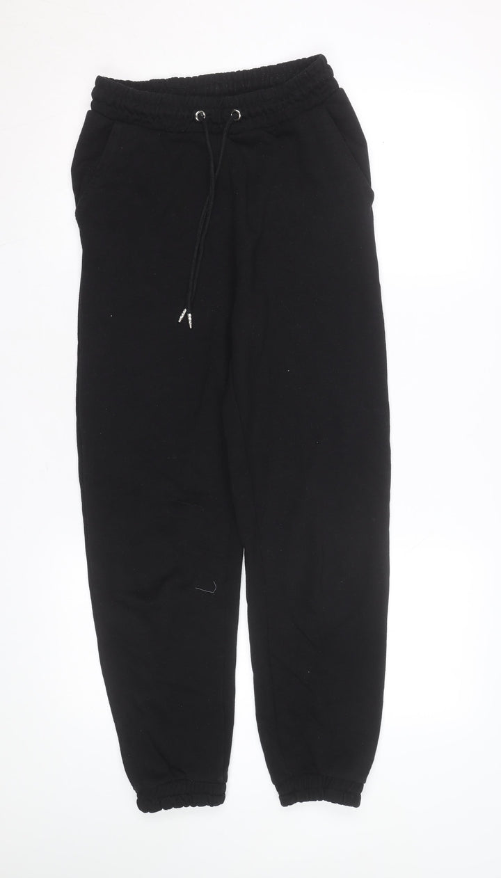 Stradivarius Women Black Jogger Trousers Size M Fleece Elastic Waist