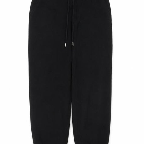 Stradivarius Women Black Jogger Trousers Size M Fleece Elastic Waist