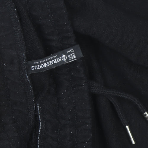 Stradivarius Women Black Jogger Trousers Size M Fleece Elastic Waist
