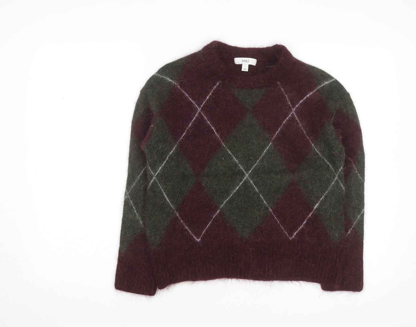 Marks and Spencer Women’s Multicoloured Argyle Wool Pullover Jumper S