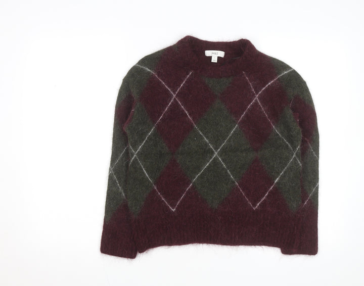 Marks and Spencer Women’s Multicoloured Argyle Wool Pullover Jumper S