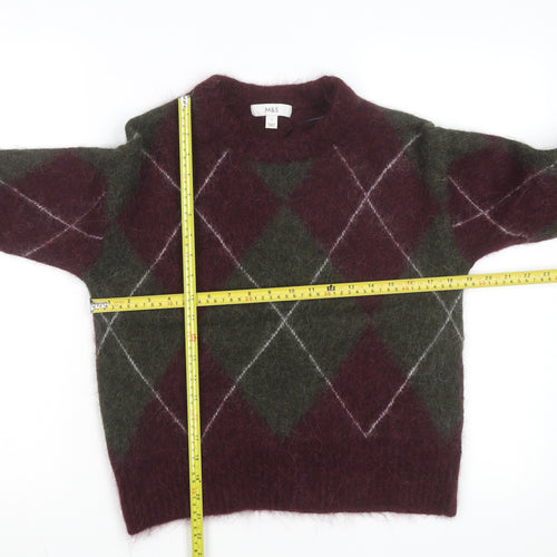 Marks and Spencer Women’s Multicoloured Argyle Wool Pullover Jumper S