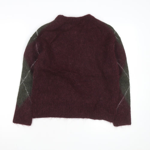Marks and Spencer Women’s Multicoloured Argyle Wool Pullover Jumper S