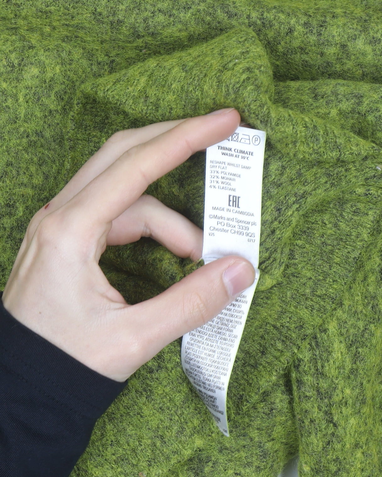 Marks and Spencer Women Green High Neck Wool Blend Jumper Size 22