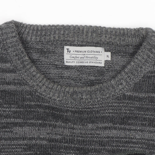Tu Men's Grey Penguin Christmas Jumper XL Crew Neck Knit