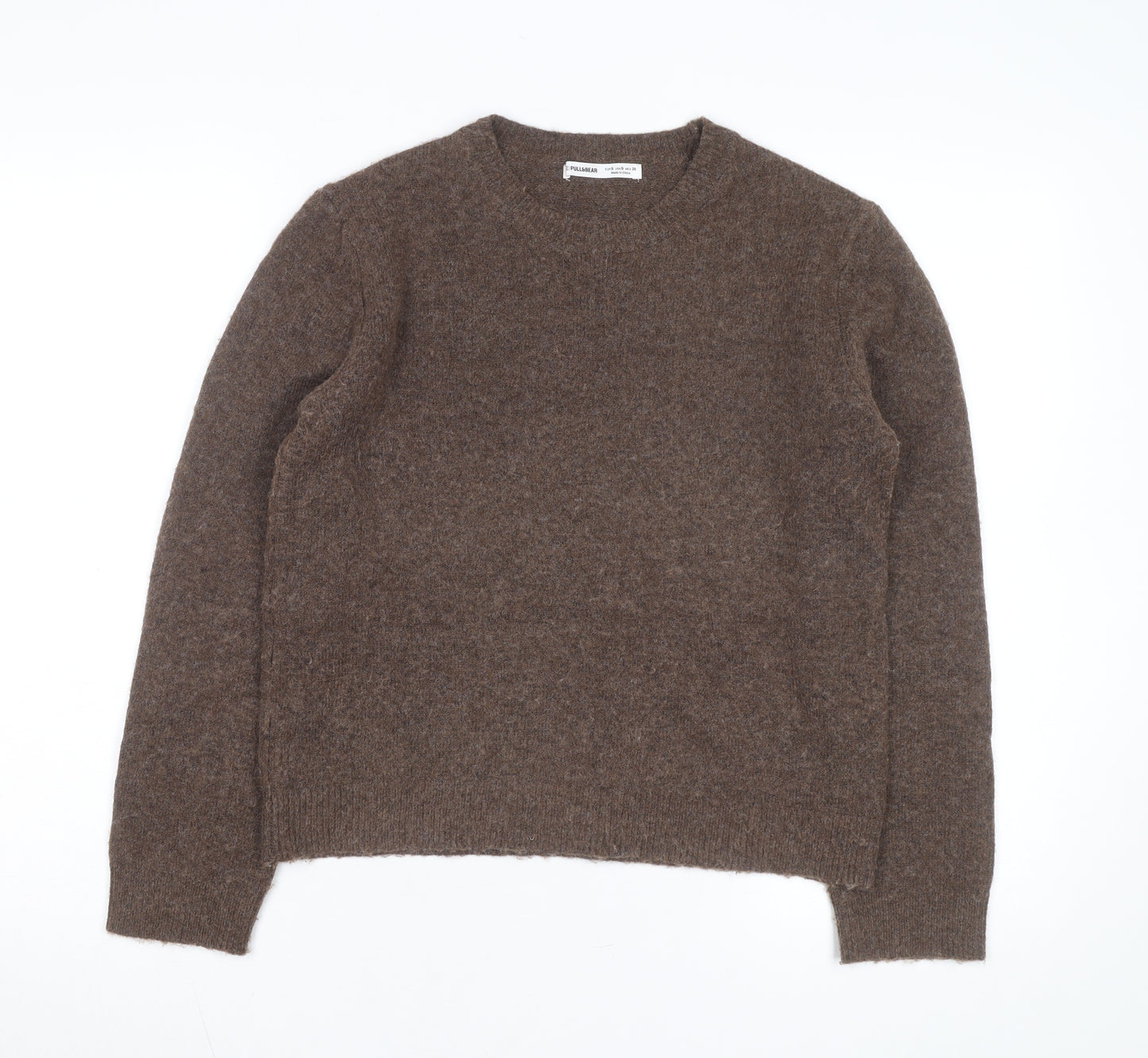 Pull & Bear Women's Brown Wool Blend Crew Neck Jumper Size S